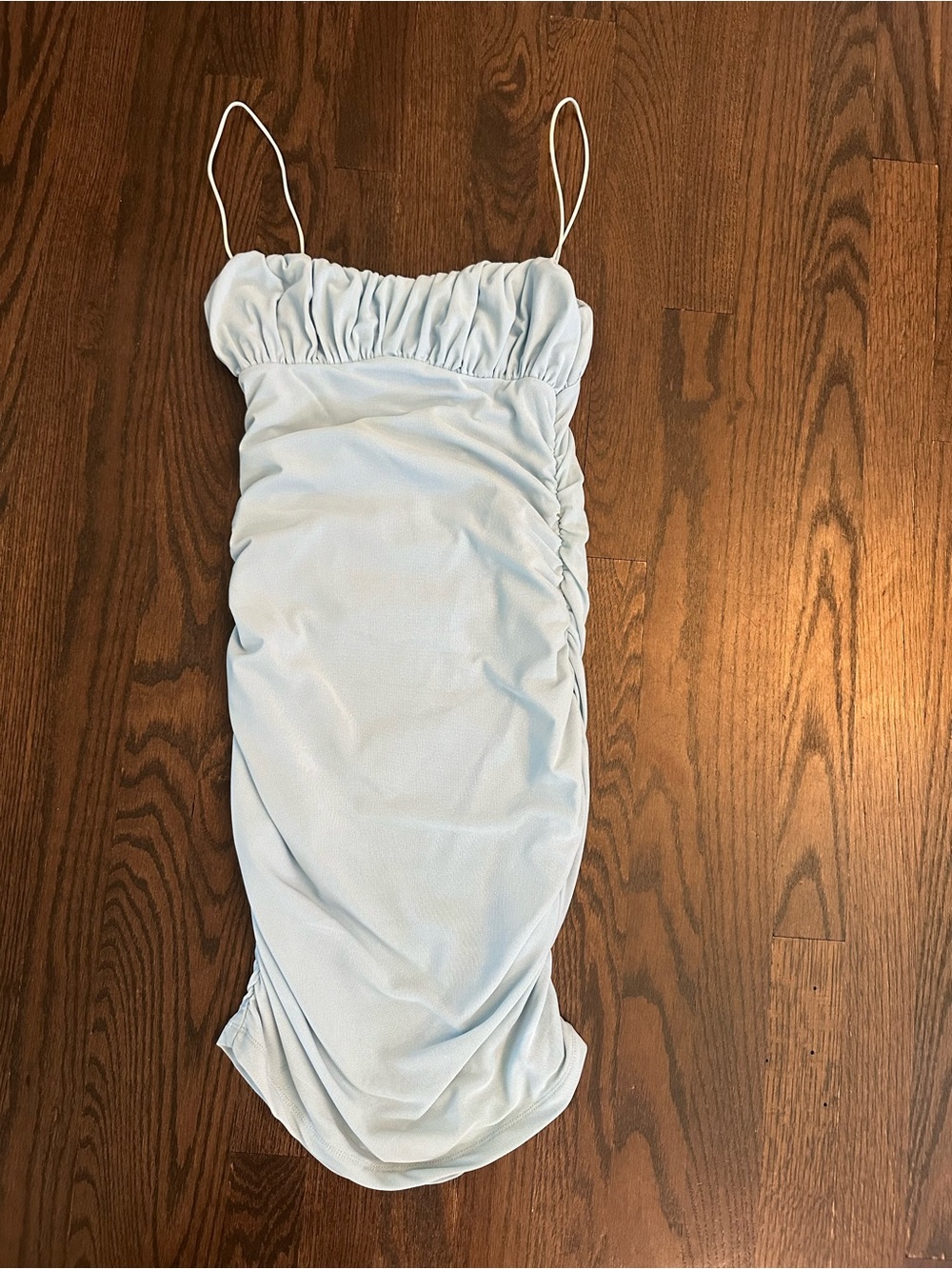 Princess Polly Baby Blue Ruched Slip Dress for Homecoming